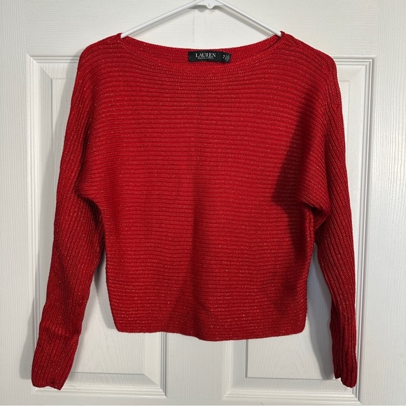 Lauren Ralph Lauren metallic red dolman sleeve sweater, sz PS, fall, holidays - Picture 1 of 10
